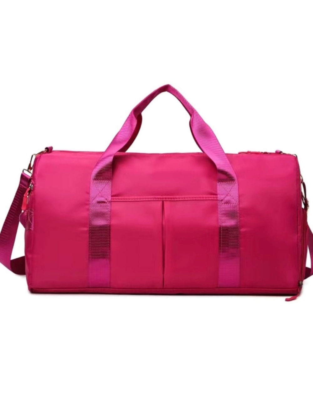 Women’s Hot Pink Travel Duffel Bag with Adjustable Strap - Picture 5 of 7